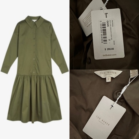 Ted Baker Ressa Oversized Shirt Dress in Olive size 6 Ted size 2 (see chart) - Picture 3 of 10